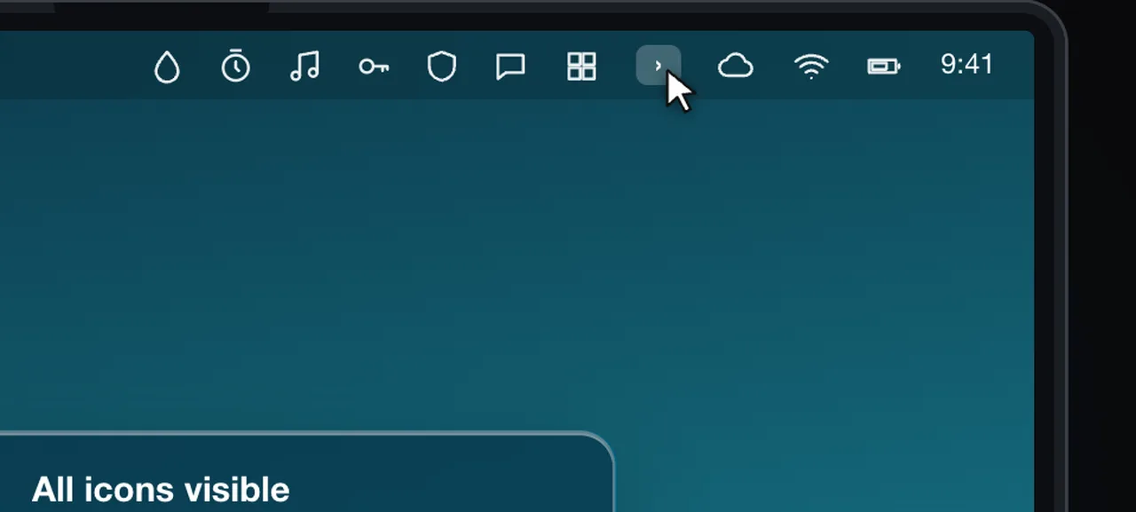 Before: every icon in the menu bar.